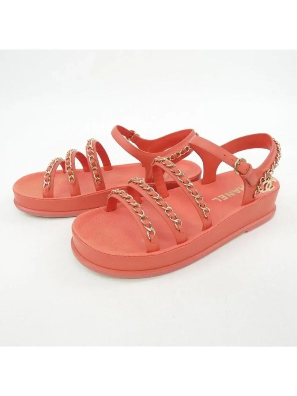 Chanel Size 38 Calfskin Red Sandals - Picture 3 of 6